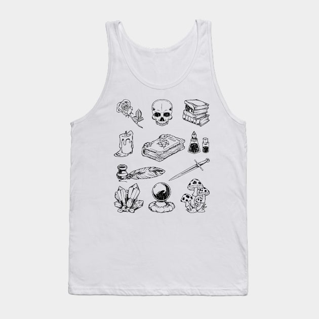 Objects of Witchcraft - Aestethic Witchcore Tank Top by Modern Medieval Design